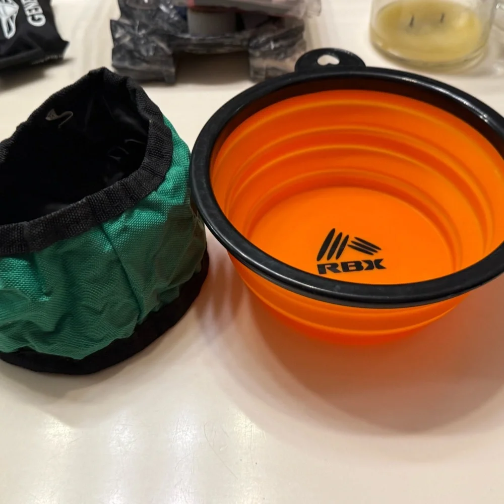 RBX Bright Orange Portable & Collapsible Travel Bowl For Dogs & Cats - Like New!
